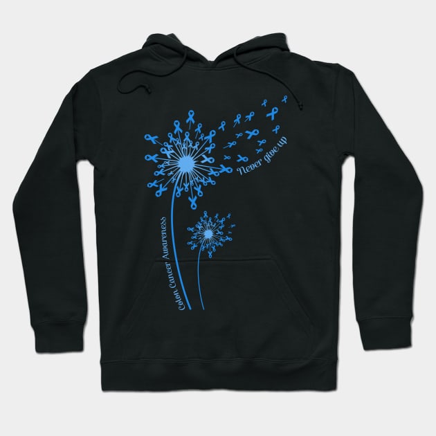 Dandelion Colon Cancer Awareness Never Give Up Hoodie by Elliottda